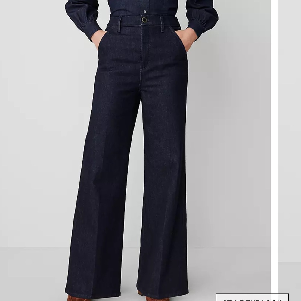 Ann Taylor Dark Indigo Wide Leg Jeans